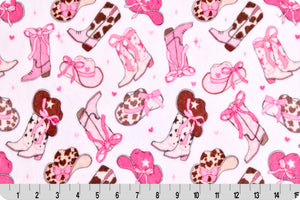 fancy boots minky, cowboy minky, cowgirl minky, fancy boots fabric, shannon fabrics minky
