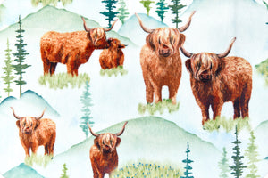 highland cow, highland cow minky, highland cow fabric, highland cow minky fabric, shannon fabrics highland cow, cow minky